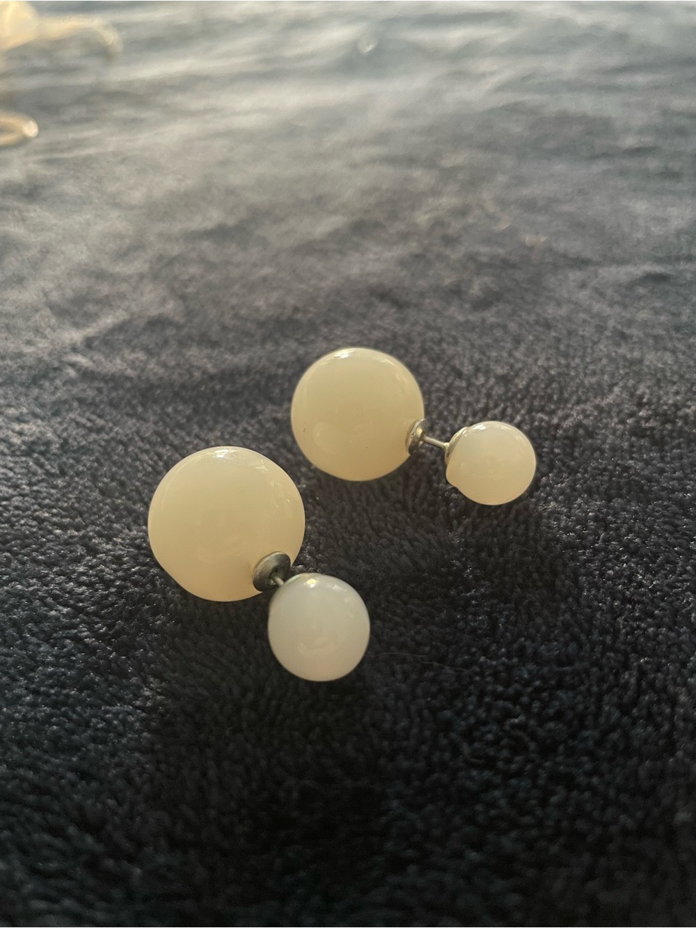 Double-Sided White Ball Earrings - Women's Fashion Jewelry